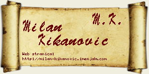 Milan Kikanović vizit kartica